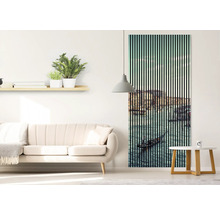 Wohnzimmer mit Sofa, Regal und Akustikbild mit Venedig Motiv