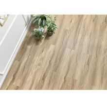 Verlegtes Laminat mit Holzoptik und Topfpflanzen