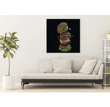 Dekoratives Wandbild mit Burger-Motiv über einem Sofa