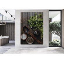 Wandbild mit Kräutern, Gewürzen und Kochlöffel im modernen Wohnraum