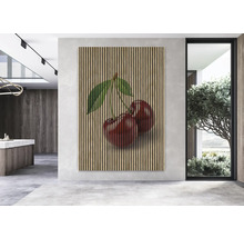 Dekoratives Wandpaneel mit Kirschmotiv in einem modernen Raum.