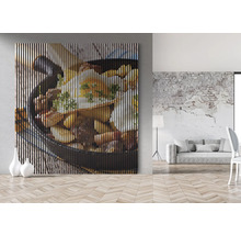 Dekoratives Wandbild mit Speisenmotiv in einem modern eingerichteten Raum.