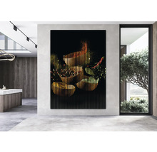 Dekoratives Wandbild mit Gewürzen in Schalen auf schwarzem Grund für Innenräume