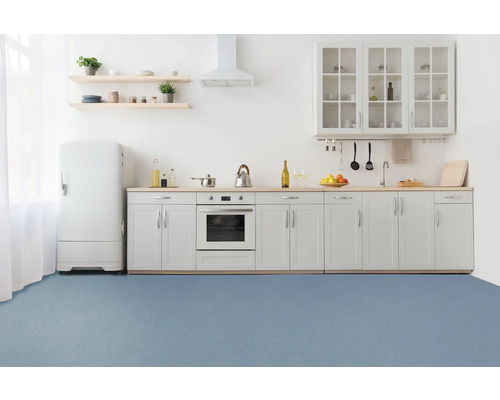 PVC Bodenbelag Vinyl In Blauem Beton Design – 2m Breit, Zugeschnitten Auf Maß