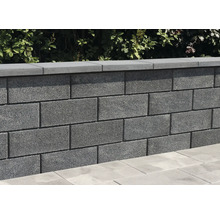 Graue Gartenmauer aus Betonsteinen