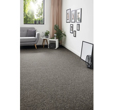 Wohnzimmer mit grauer Teppichauslegware, Sofa, Beistelltischen und Dekorationen für eine gemütliche Atmosphäre.