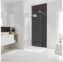 Modernes Badezimmer mit Duschkabine, Waschtisch und Badteppich