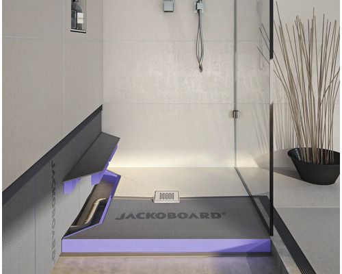 JACKOBOARD® Aqua Reno befließbares Duschelement 1400 mm x 900 mm x 65 mm mit integriertem Ablaufsystem und Revisionsschachtelement