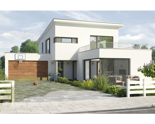 Modernes Haus mit Garage, Einfahrt und Garten