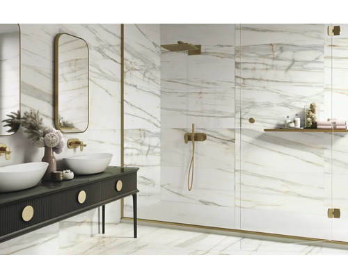 MIRAVA Feinsteinzeug Wand- und Bodenfliese LUCCA Bianco gold matt 60 x 120 x 0,9 cm rektifiziert