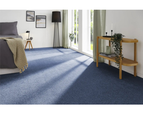 Teppichboden Velours Ines blau 400 cm breit (Meterware)