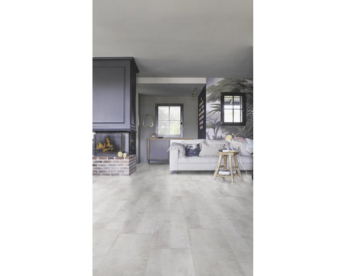 Vinylboden Fliese Gotha Clear grau Fold-Down 729 x 389 x 4,2 mm