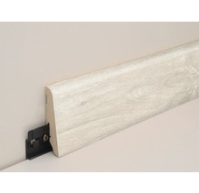 Sockelleiste mit Montageclip zur Wandbefestigung.