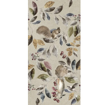 Tapete mit Blättern, Beeren und Eichhörnchen-Motiv