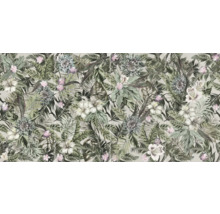 Tapete mit tropischen Pflanzenmotiven und Blüten