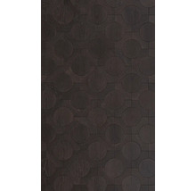 Dunkles Holzpaneel mit Kreismuster für den Innenausbau.