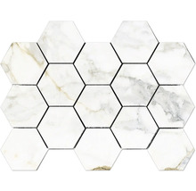 Produktbild: Feinsteinzeugmosaik Hexagon Pisa gold 32,5x22,5cm seidenmatt