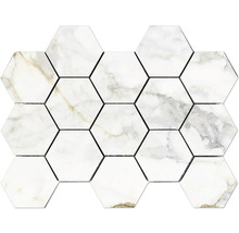 Produktbild: Feinsteinzeugmosaik Hexagon Pisa gold 32,5x22,5cm poliert