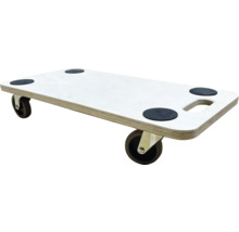 Möbelroller aus Holz mit vier Rollen und Anti-Rutsch-Pads.