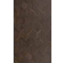 Dunkler Holzboden mit geometrischem Muster