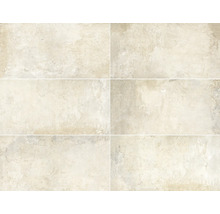 Sechs Keramikfliesen mit matter Oberfläche und natürlicher Steinoptik