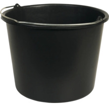 Schwarzer Eimer aus Kunststoff mit Metallbügel