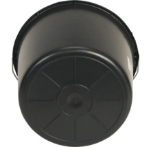 Schwarzer Eimer mit Metallbügel von unten