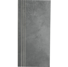 Graue Treppenfliese mit drei Rillen