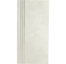 Weiße Treppenfliese mit Rillen