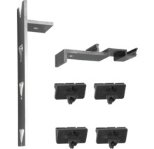 Zaunpfosten mit Halterungen und Kunststoffclips für Zaunelemente