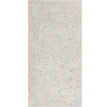 Nahaufnahme einer Bodenfliese in Terrazzooptik