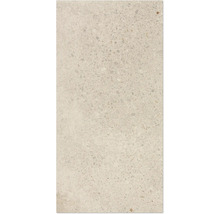 Nahaufnahme einer hellen Bodenfliese mit gesprenkelter Textur.