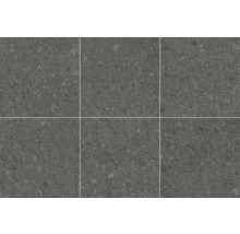 Sechs graue Bodenfliesen mit strukturierter Oberfläche