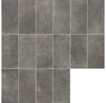 Rechteckige Bodenfliesen aus Steinzeug im Mosaikverband