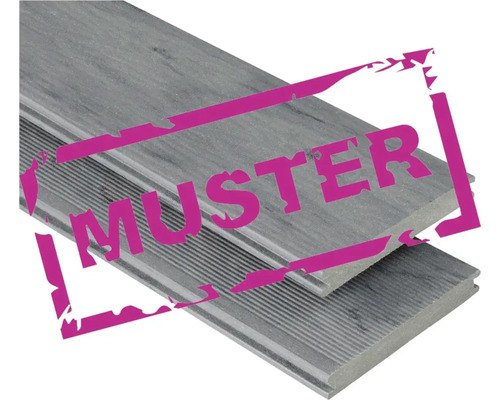 Handmuster zu Konsta WPC Terrassendiele Masivo Vollprofil mattiert 20x145 mm (Meterware ab 1,00 m bis max. 6,00 m) räuchereiche dunkelgrau