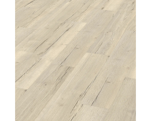 Helle Laminatbodenfläche mit Holzstruktur.