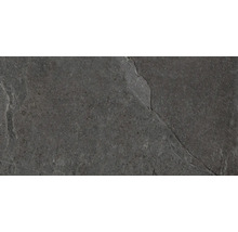 Dunkelgraue Steinzeugfliese mit matter Oberfläche.