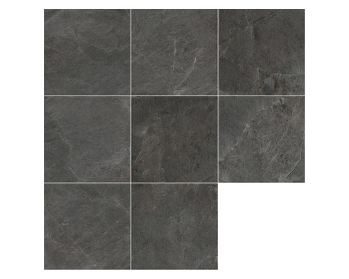 Feinsteinzeug Wand- und Bodenfliese Cool Stone anthrazit matt rektifiziert 59,8 x 59,8 x 0,9 cm