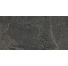 Detailaufnahme einer dunklen Schieferfliese.