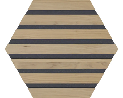 Fjordwall Akustikpaneel Hexagon Walnuss 265 x 265 x 9 mm 1 Pack = 3 Stück
