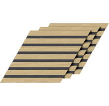 Drei Akustikpaneele aus Holz mit Streifen