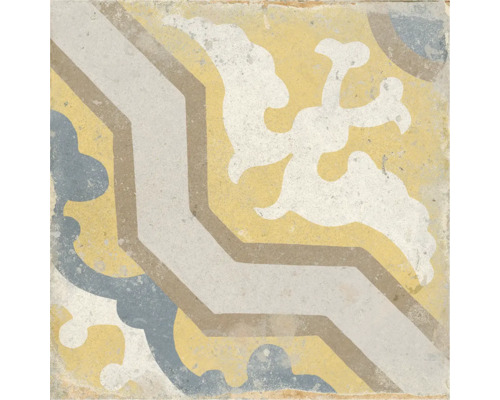 Dekorative Fliese mit geometrischen und floralen Mustern