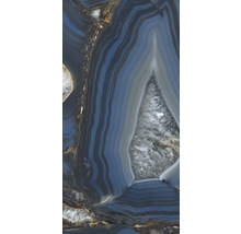 Detailaufnahme einer blauen Achatplatte mit natürlichen Mustern
