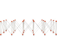 Tischgestell aus Metall mit orangen Verbindungsstücken