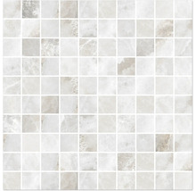 Mosaikfliese mit quadratischen, hellen Steinen für Wand- und Bodengestaltung