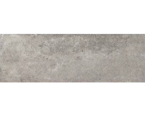 Dekorfliese Pamesa Midway ash 30x90 cm Fliesenmuster mit horizontalen Linien.
