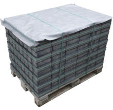 Palette mit Betonpflastersteinen, verpackt und zur Lieferung bereit