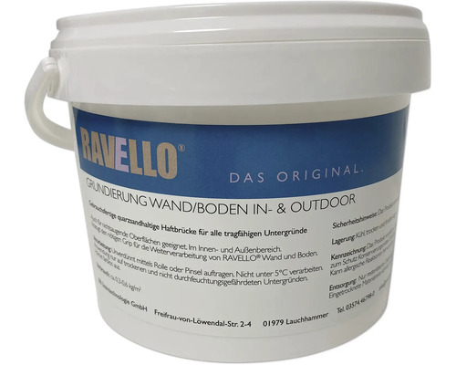 Eimer mit RAVELLO Grundierung für Wand und Boden im Innen- und Aussenbereich