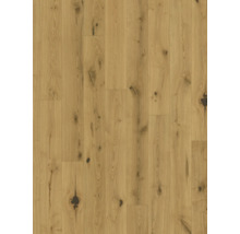 Nahaufnahme von hellem Eichenparkett mit Astlöchern