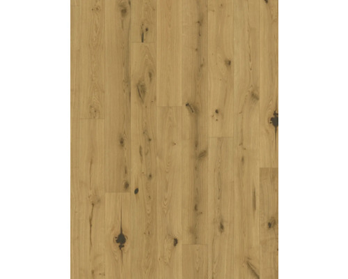 Nahaufnahme von hellem Eichenparkett mit Astlöchern